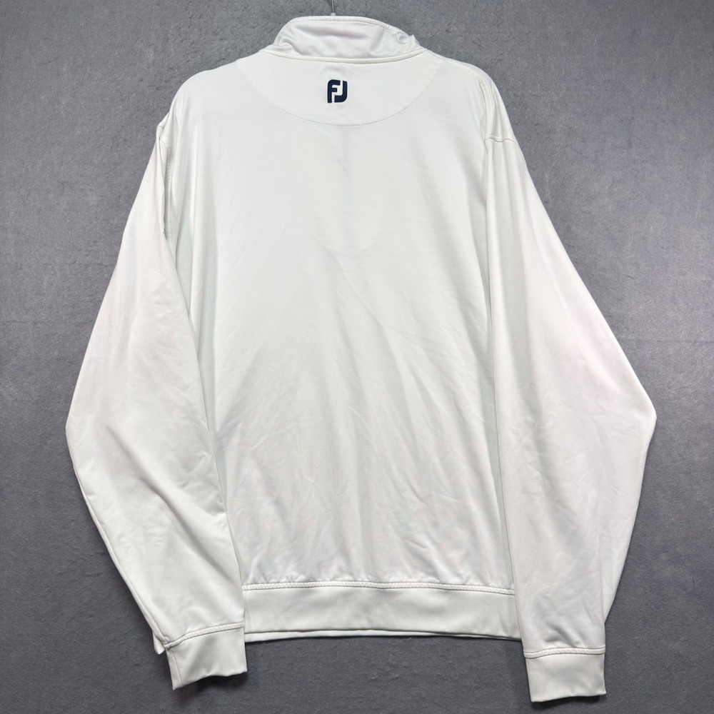 FootJoy Mens White Quarter Zip Golf Pullover Heron Embroidery Large XL 27x30 - Picture 4 of 10
